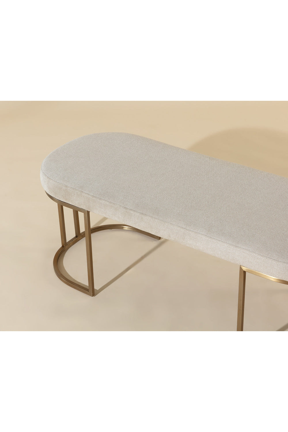 Oval Cream Fabric Bench by Splendido Rayla, alternate view 6
