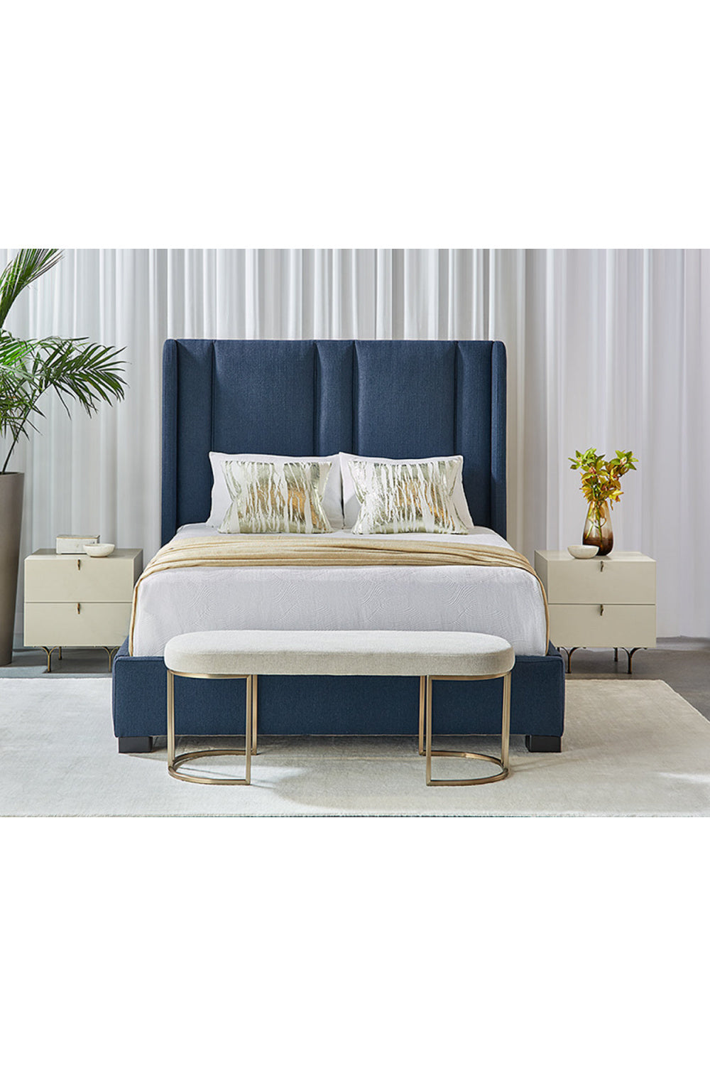 Oval Cream Fabric Bench by Splendido Rayla, alternate view 13