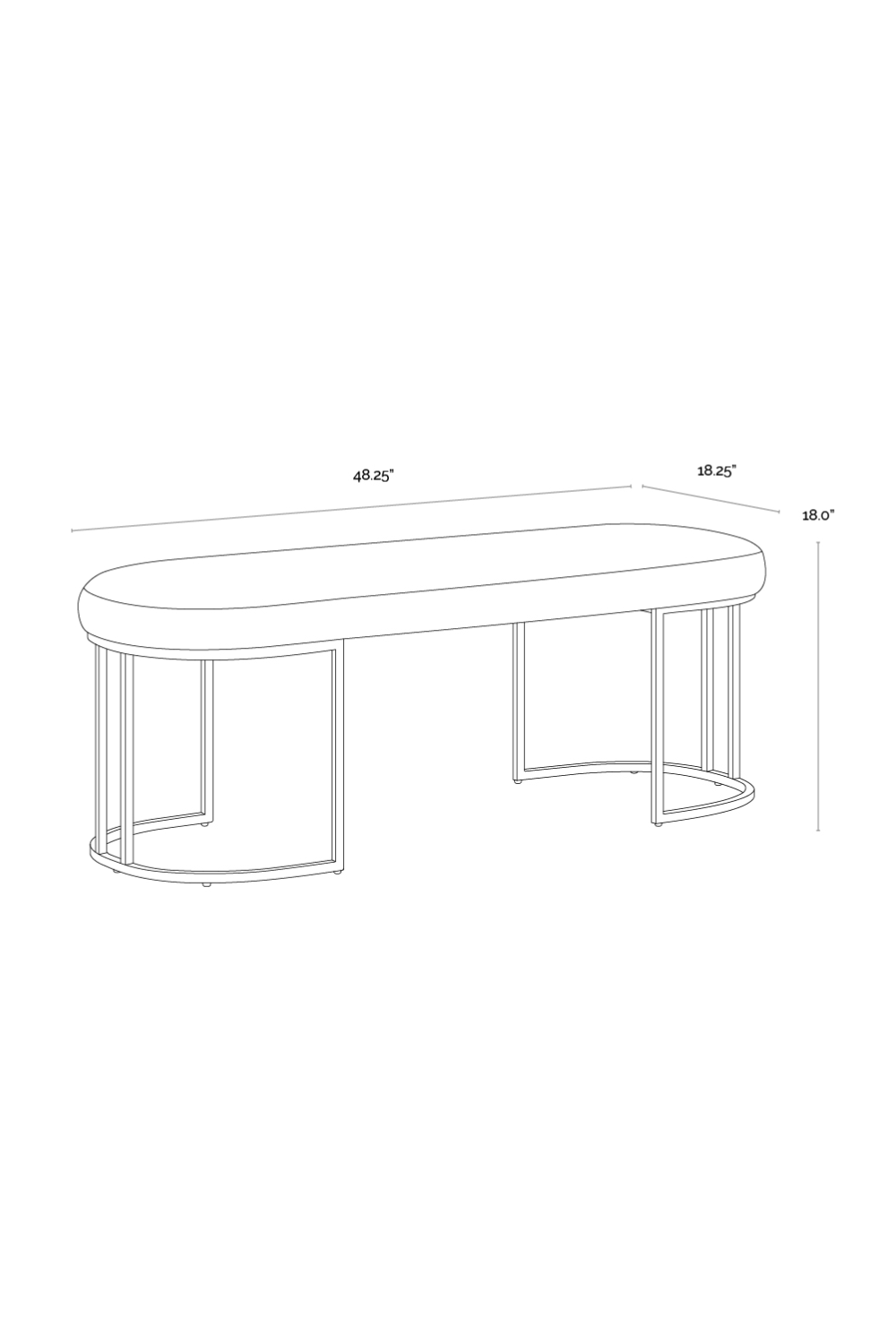 Oval Cream Fabric Bench by Splendido Rayla, alternate view 14