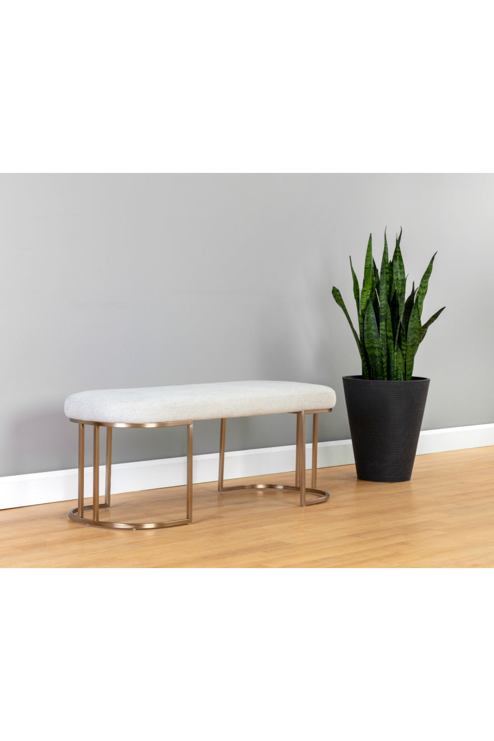 Oval Cream Fabric Bench by Splendido Rayla, alternate view 11