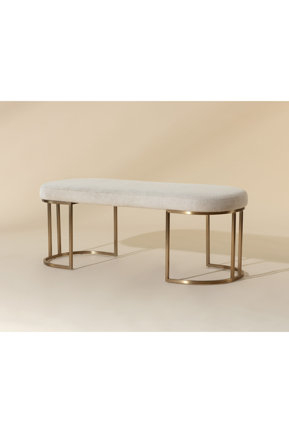Oval Cream Fabric Bench by Splendido Rayla, alternate view 9