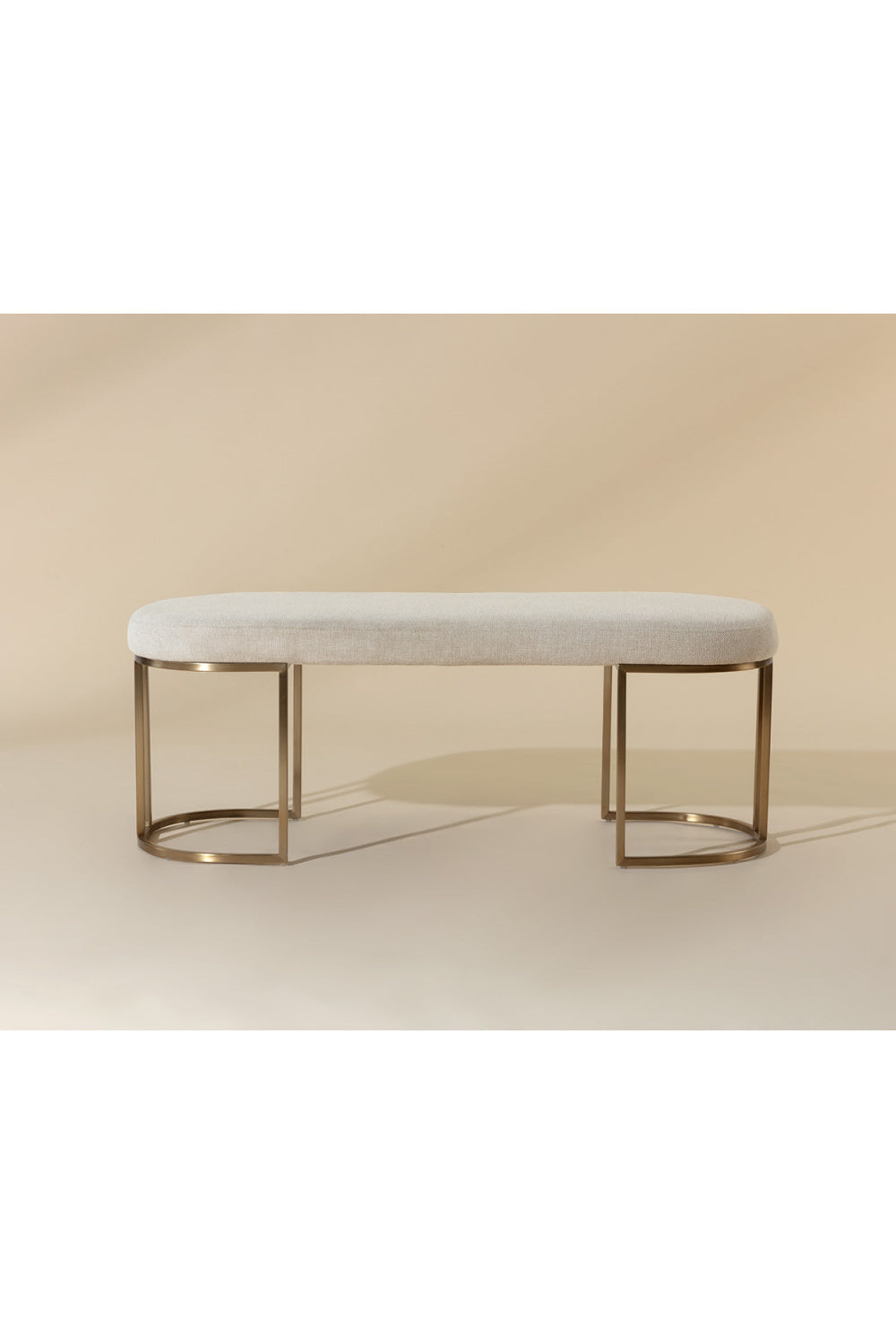 Oval Cream Fabric Bench by Splendido Rayla, alternate view 8