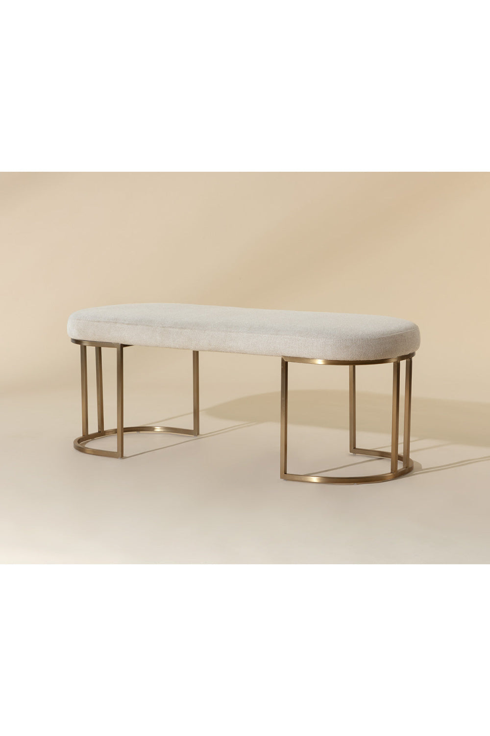 Oval Cream Fabric Bench by Splendido Rayla, alternate view 7