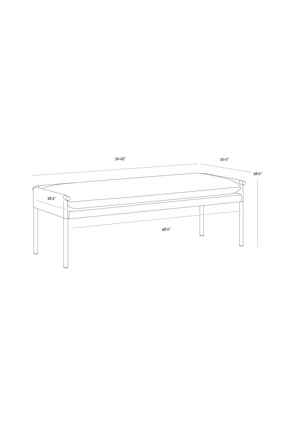 Brass Frame Modern Bench by Splendido Bellevue, alternate view 8