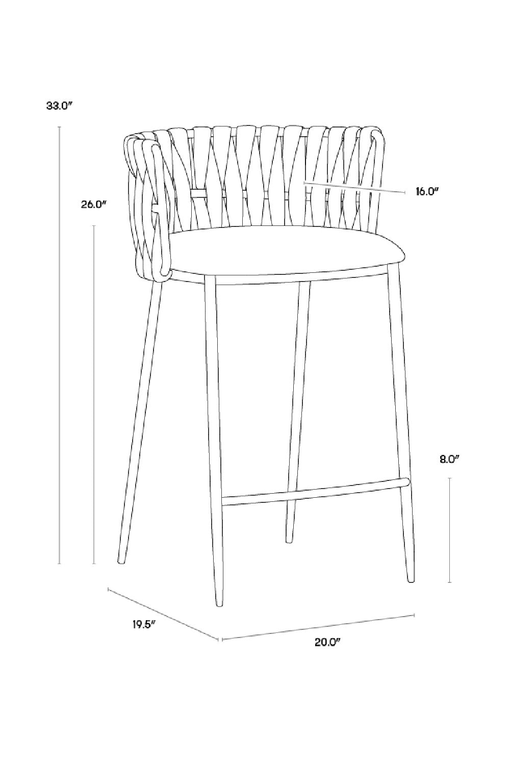 Weaved Back Counter Stool by Splendido Sarai, alternate view 12