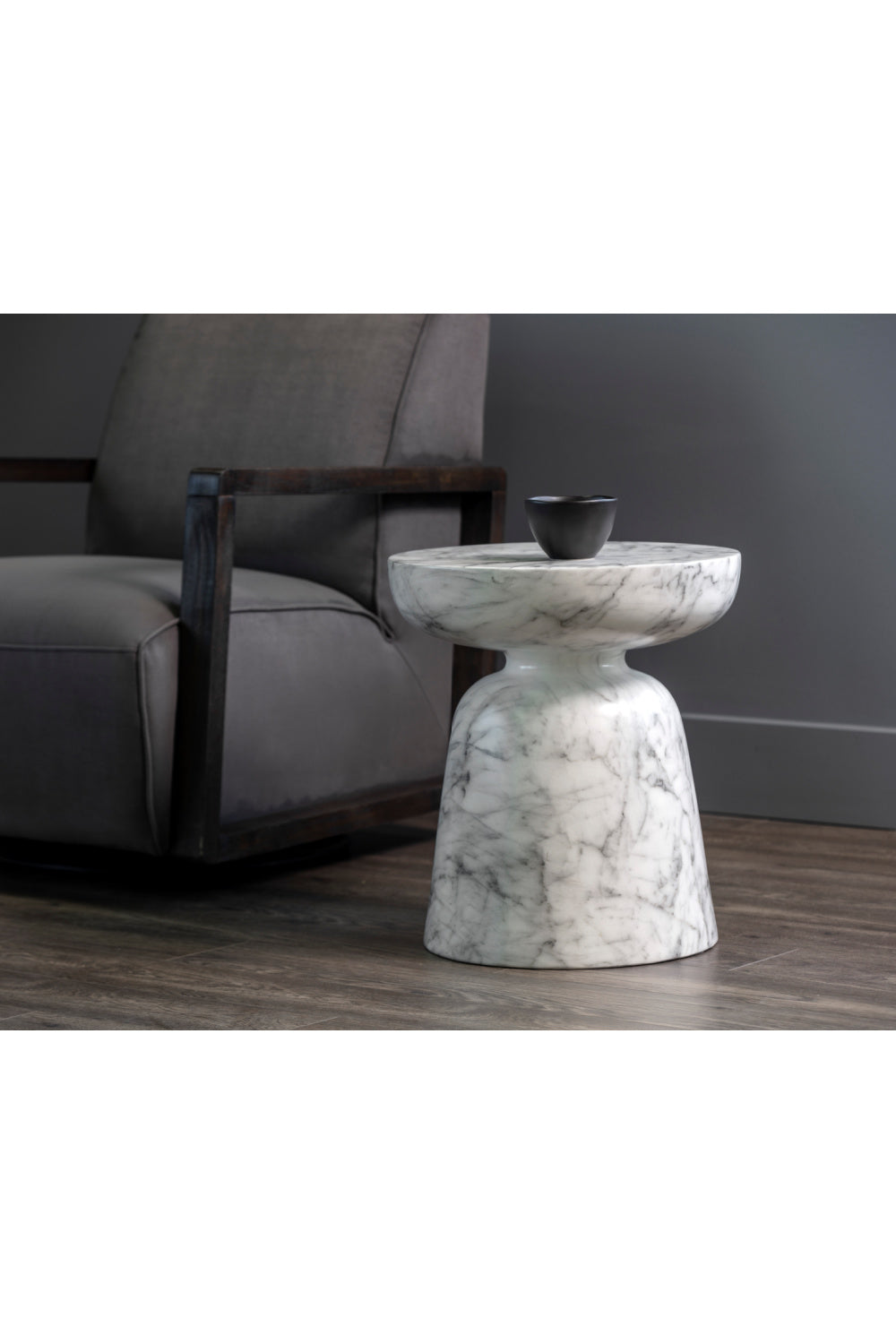 Marble-Look Indoor/Outdoor End Table by Splendido Lucida Side Table, alternate view 10