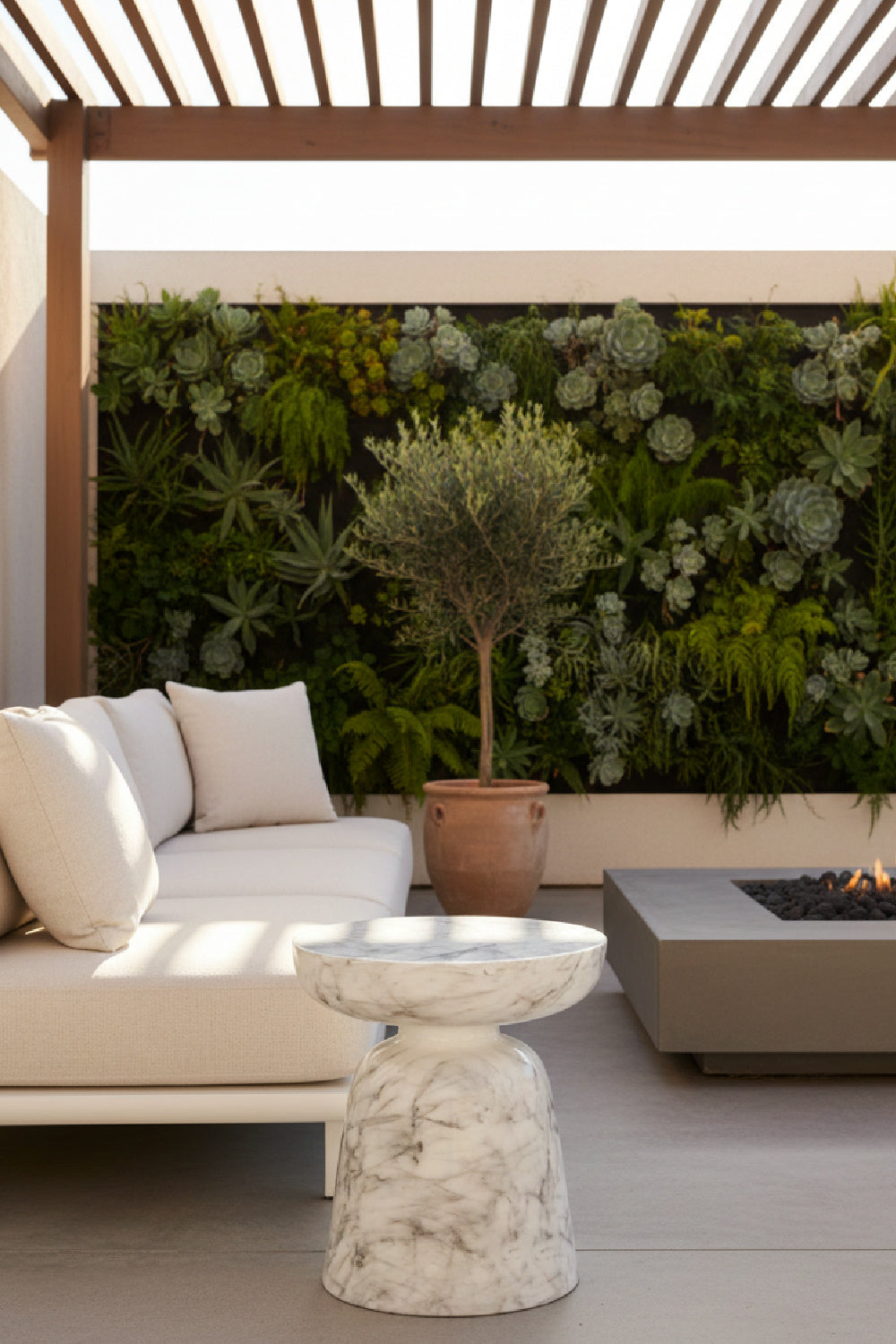 Marble-Look Indoor/Outdoor End Table by Splendido Lucida Side Table, alternate view 11