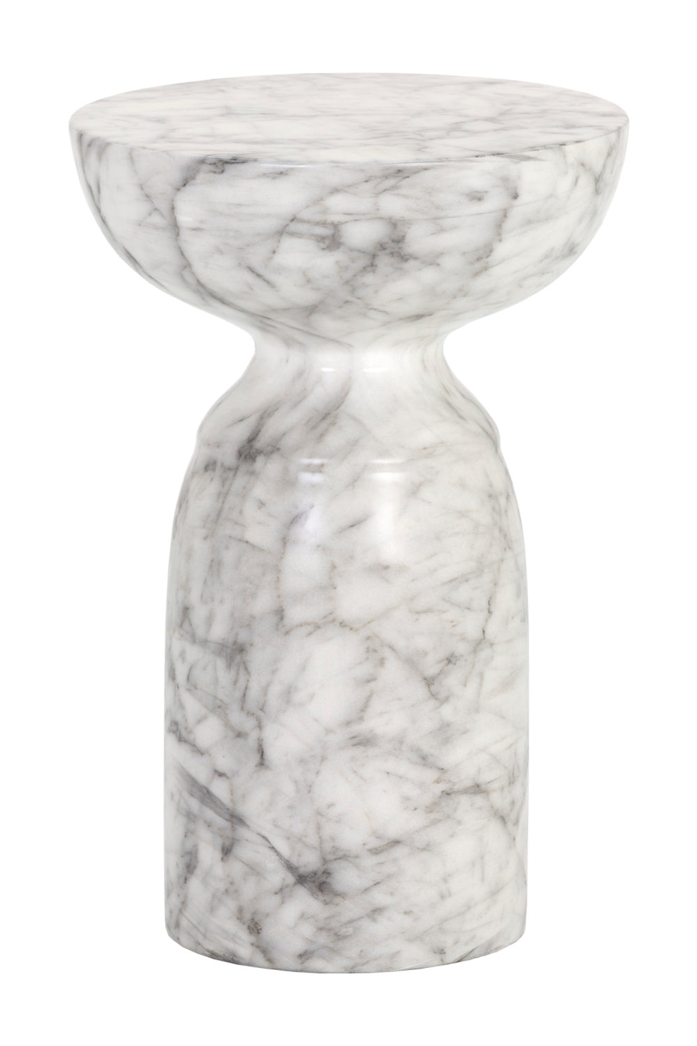 Modern European furniture - Round Marble-Look Indoor/Outdoor End Table - www.oroa.com