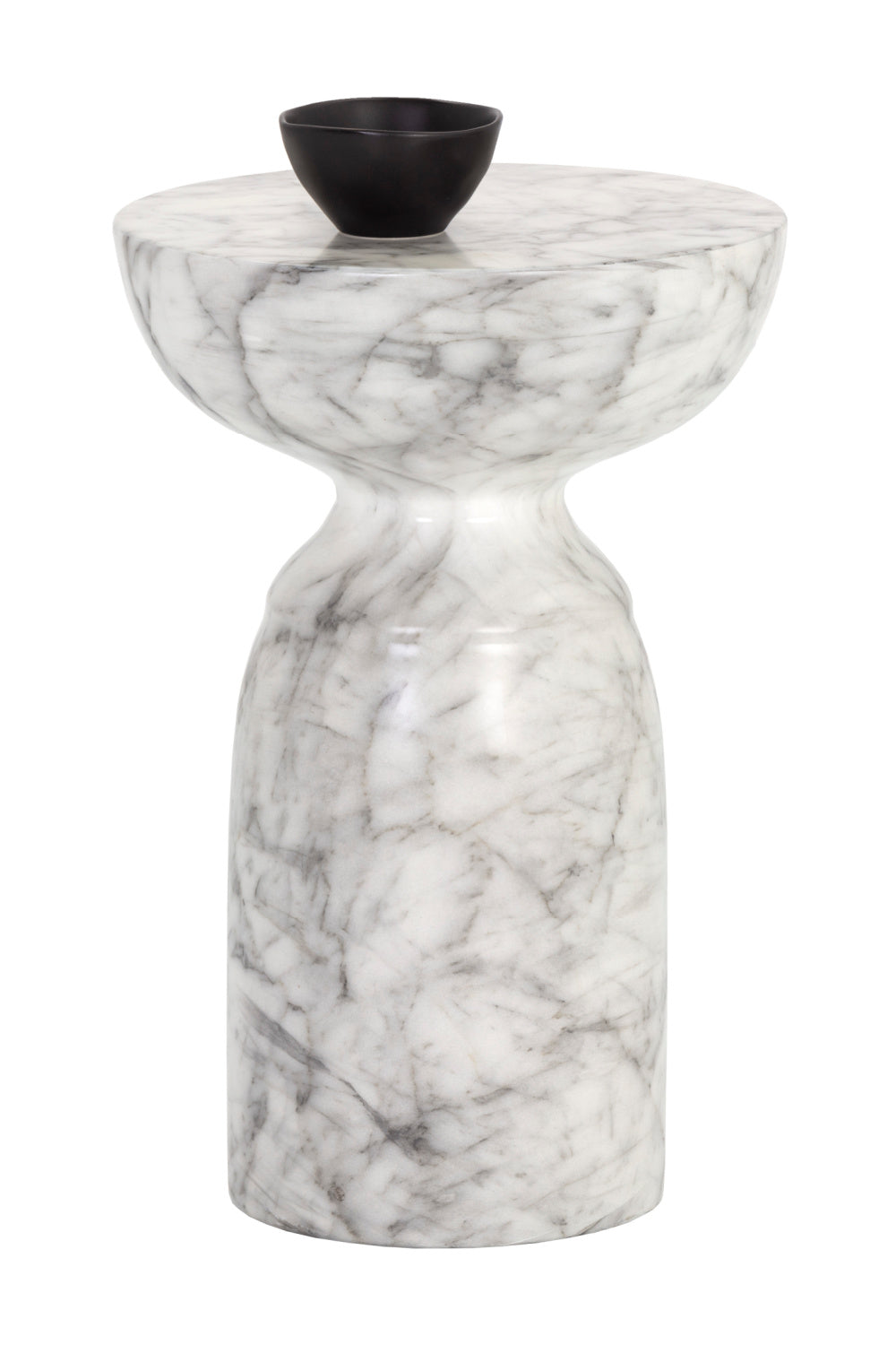 Round Marble-Look Indoor/Outdoor End Table by Splendido Goya Side Table, alternate view 3