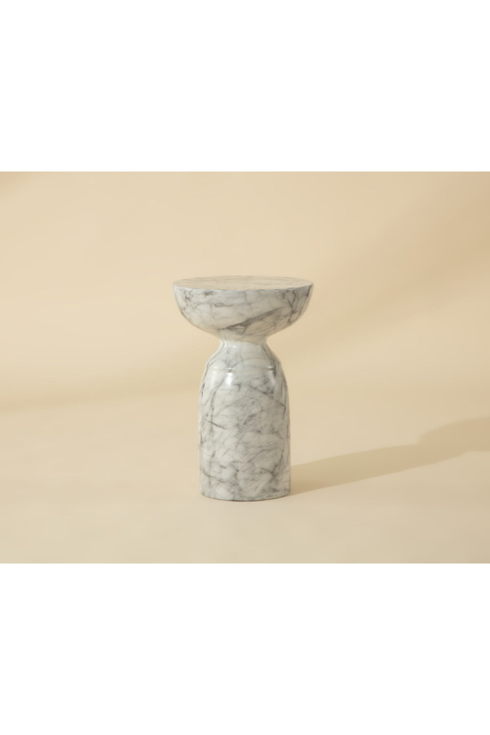 Modern European furniture - Round Marble-Look Indoor/Outdoor End Table - www.oroa.com