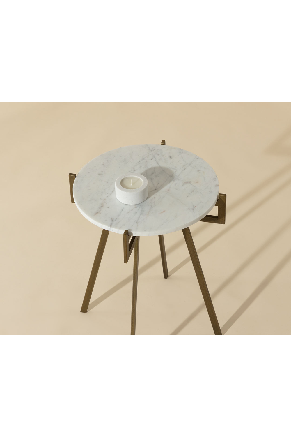 Antique Brass Marble End Table by Splendido Anak Side Table, alternate view 8