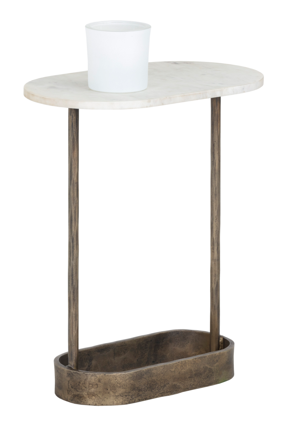 Oval White Marble End Table by Splendido Eden Side Table, alternate view 3