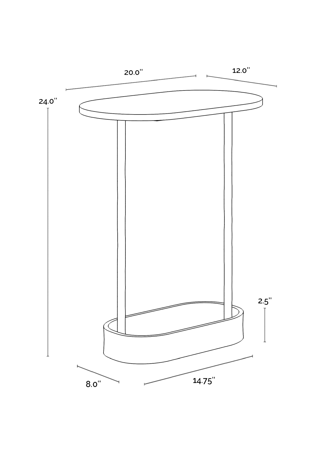 Oval White Marble End Table by Splendido Eden Side Table, alternate view 11