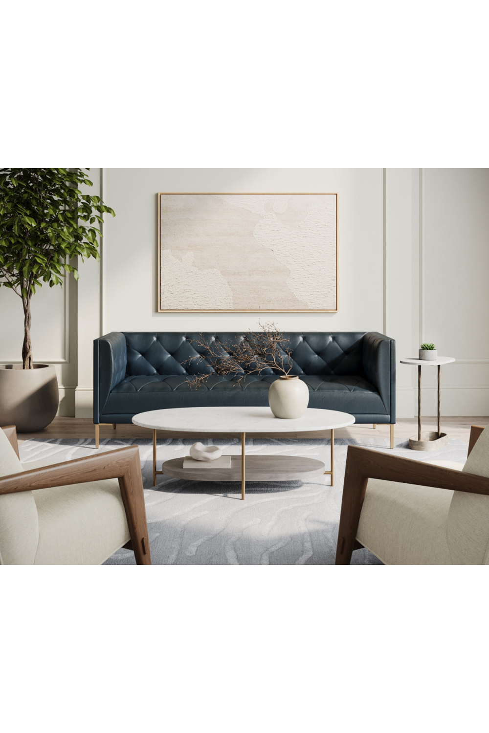 Oval White Marble End Table | Splendido Eden