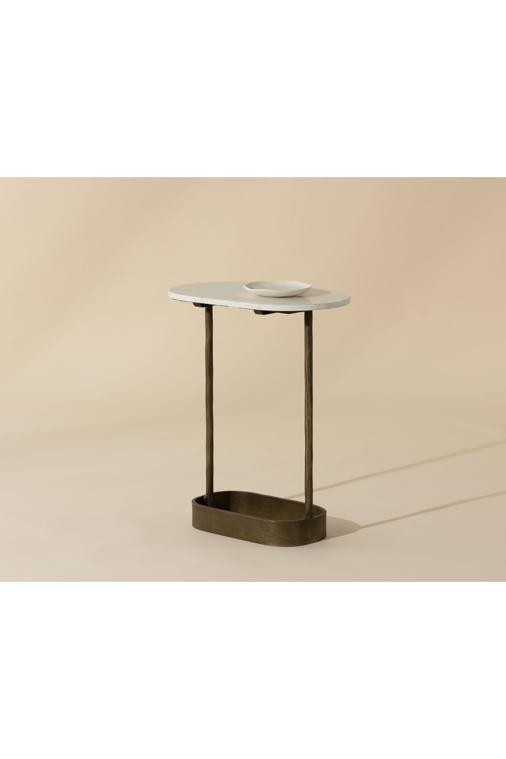 Oval White Marble End Table by Splendido Eden Side Table, alternate view 7