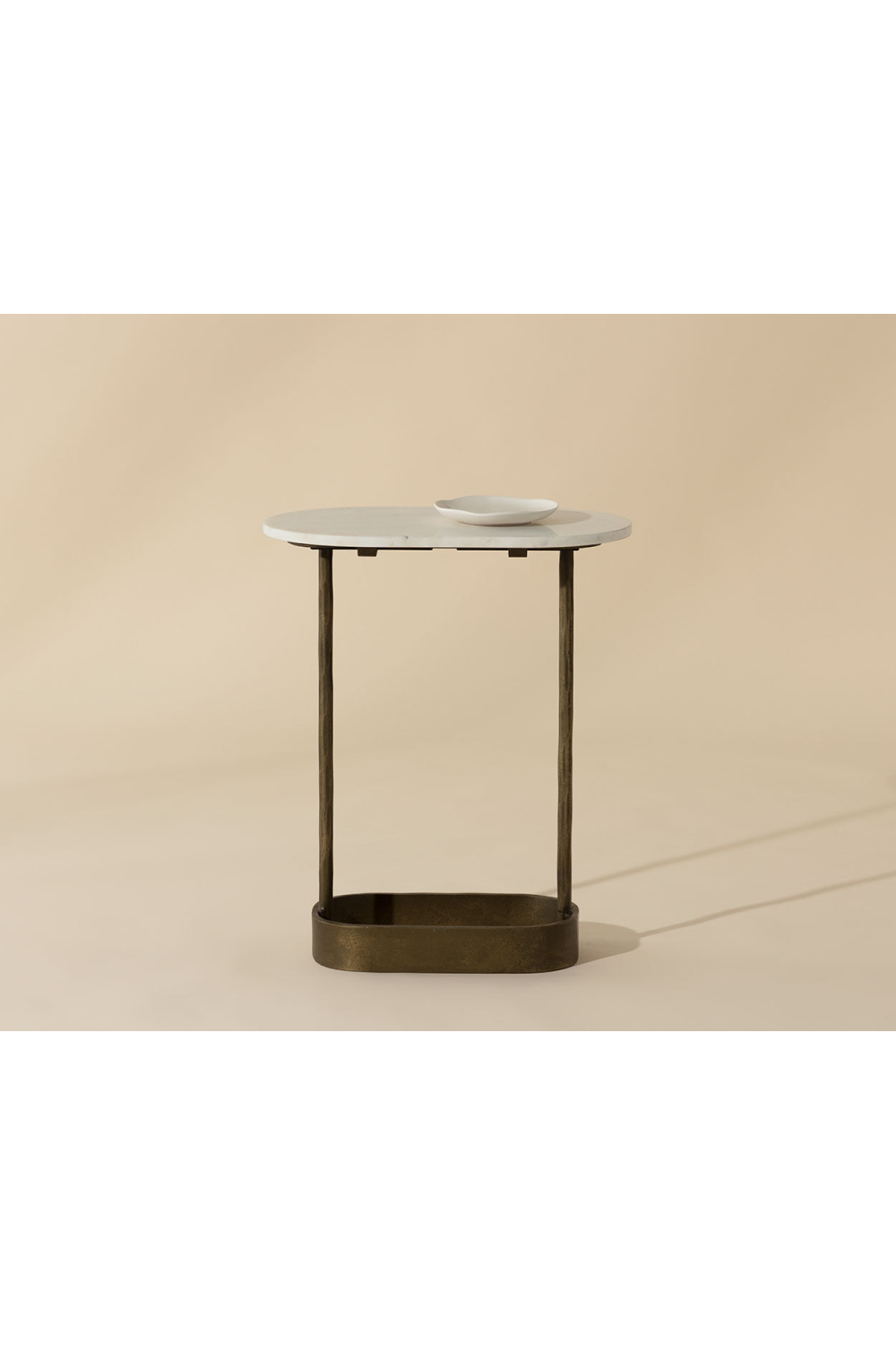 Oval White Marble End Table by Splendido Eden Side Table, alternate view 8