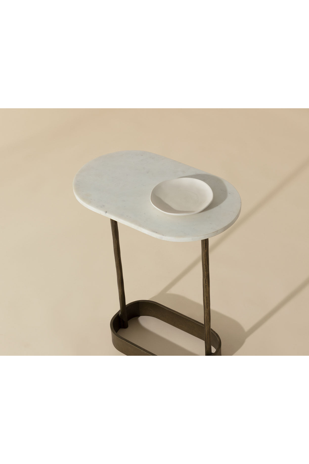 Oval White Marble End Table by Splendido Eden Side Table, alternate view 9