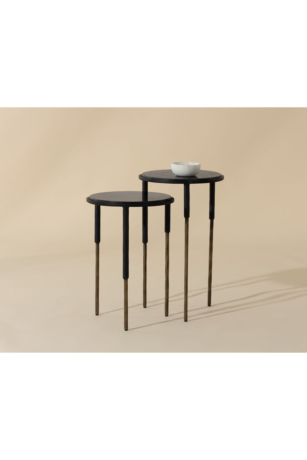 Modern European furniture - Black Marble Nesting End Tables (2) - www.oroa.com | Oroa.com