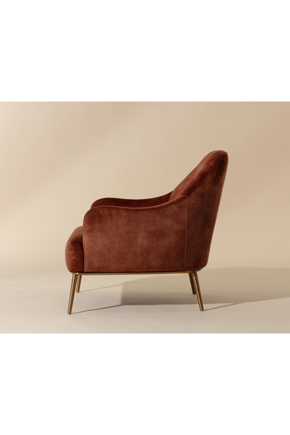 Orange Velvet Look Lounge Chair by Splendido Cameron Accent Chair, alternate view 9