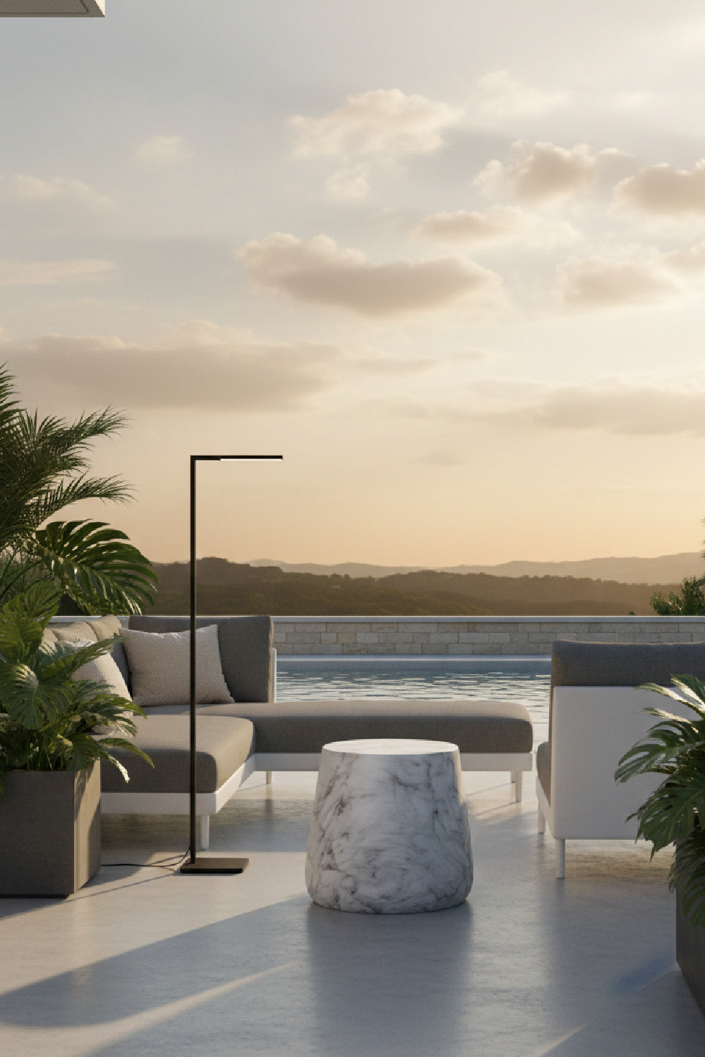 Marble Look Indoor/Outdoor Concrete End Table by Splendido Aries Outdoor Side Table, alternate view 2