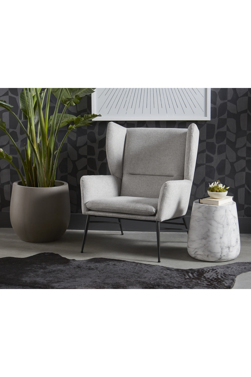 Marble Look Indoor/Outdoor Concrete End Table by Splendido Aries Outdoor Side Table, alternate view 5