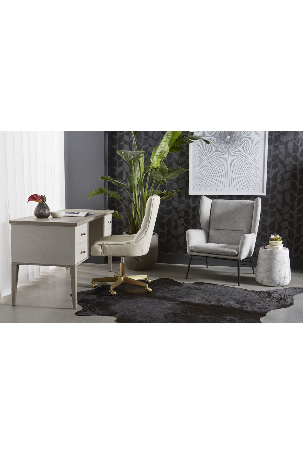 Marble Look Indoor/Outdoor Concrete End Table by Splendido Aries Outdoor Side Table, alternate view 6