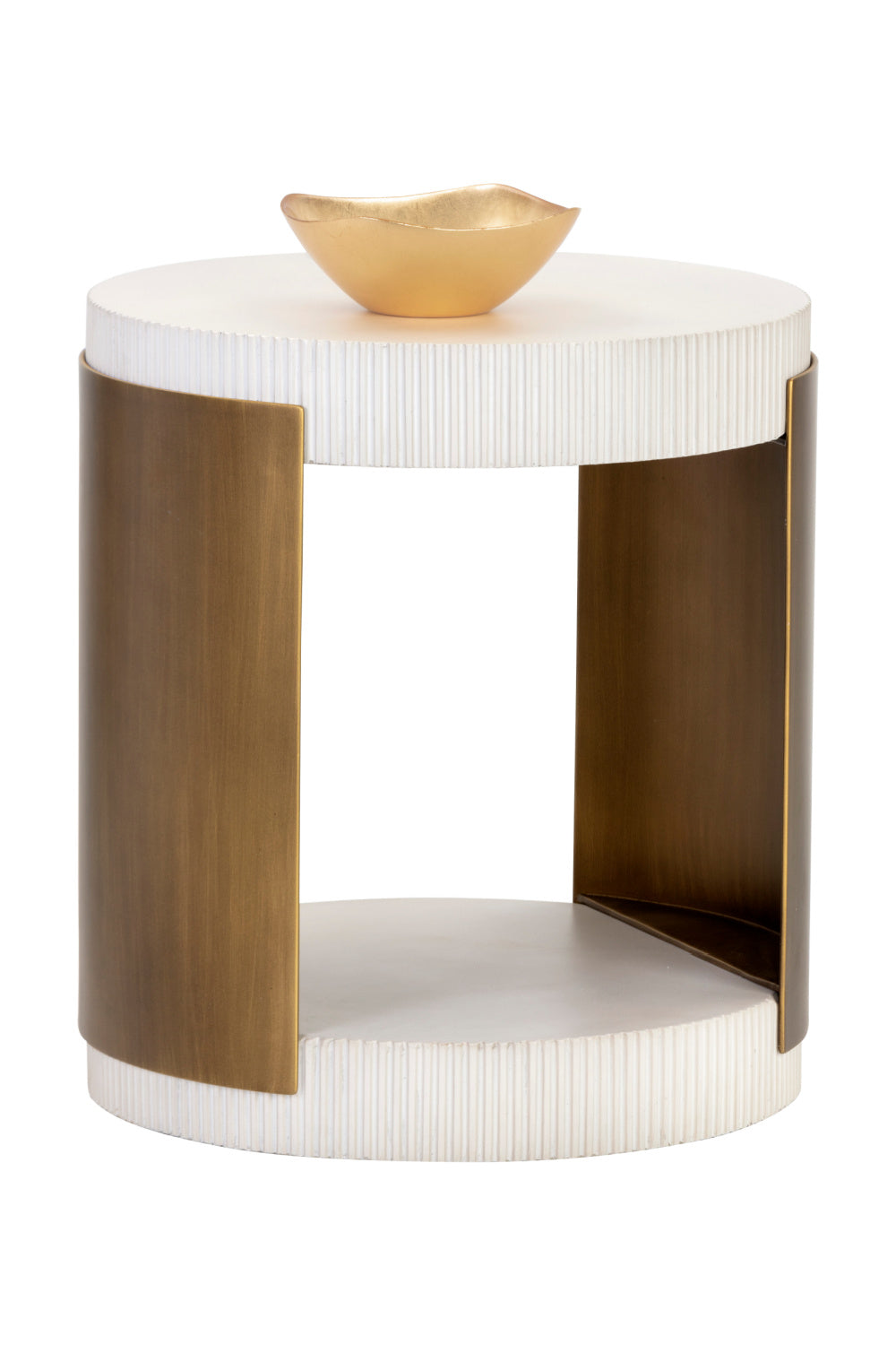 White Ridged Indoor/Outdoor End Table by Splendido Cavette Side Table, alternate view 3