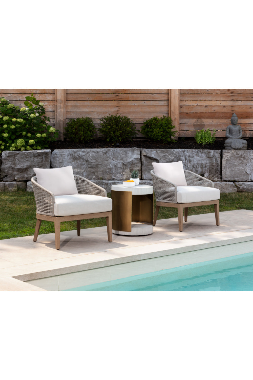 White Ridged Indoor/Outdoor End Table by Splendido Cavette Side Table, alternate view 5
