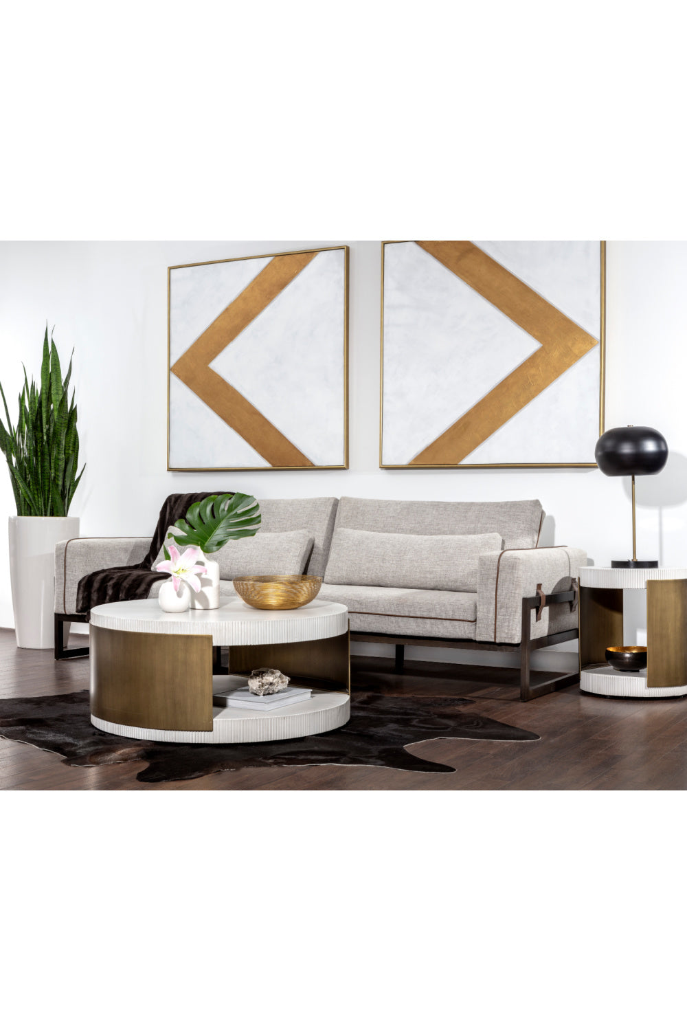 White Ridged Indoor/Outdoor End Table by Splendido Cavette Side Table, alternate view 6