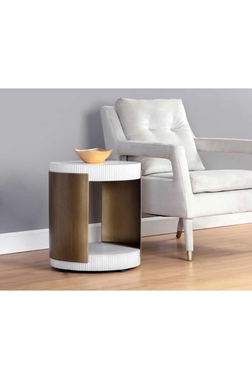 White Ridged Indoor/Outdoor End Table by Splendido Cavette Side Table, alternate view 7