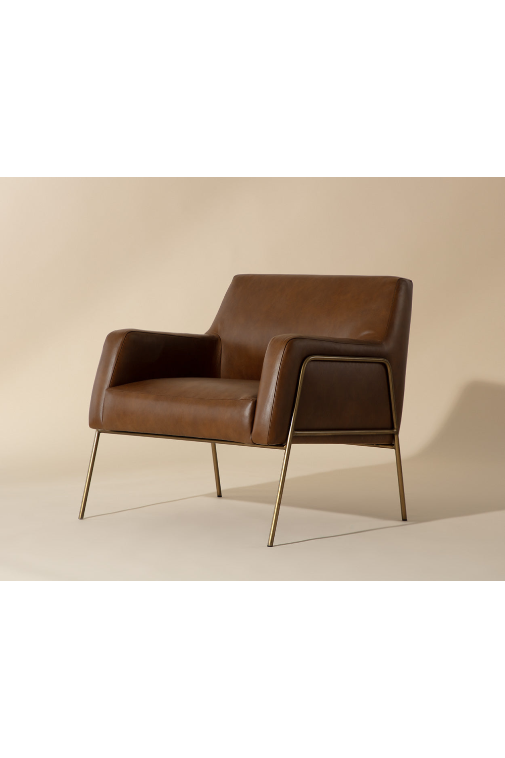 Vintage Brown Leather Lounge Chair by Splendido Cybil Accent Chair, alternate view 10