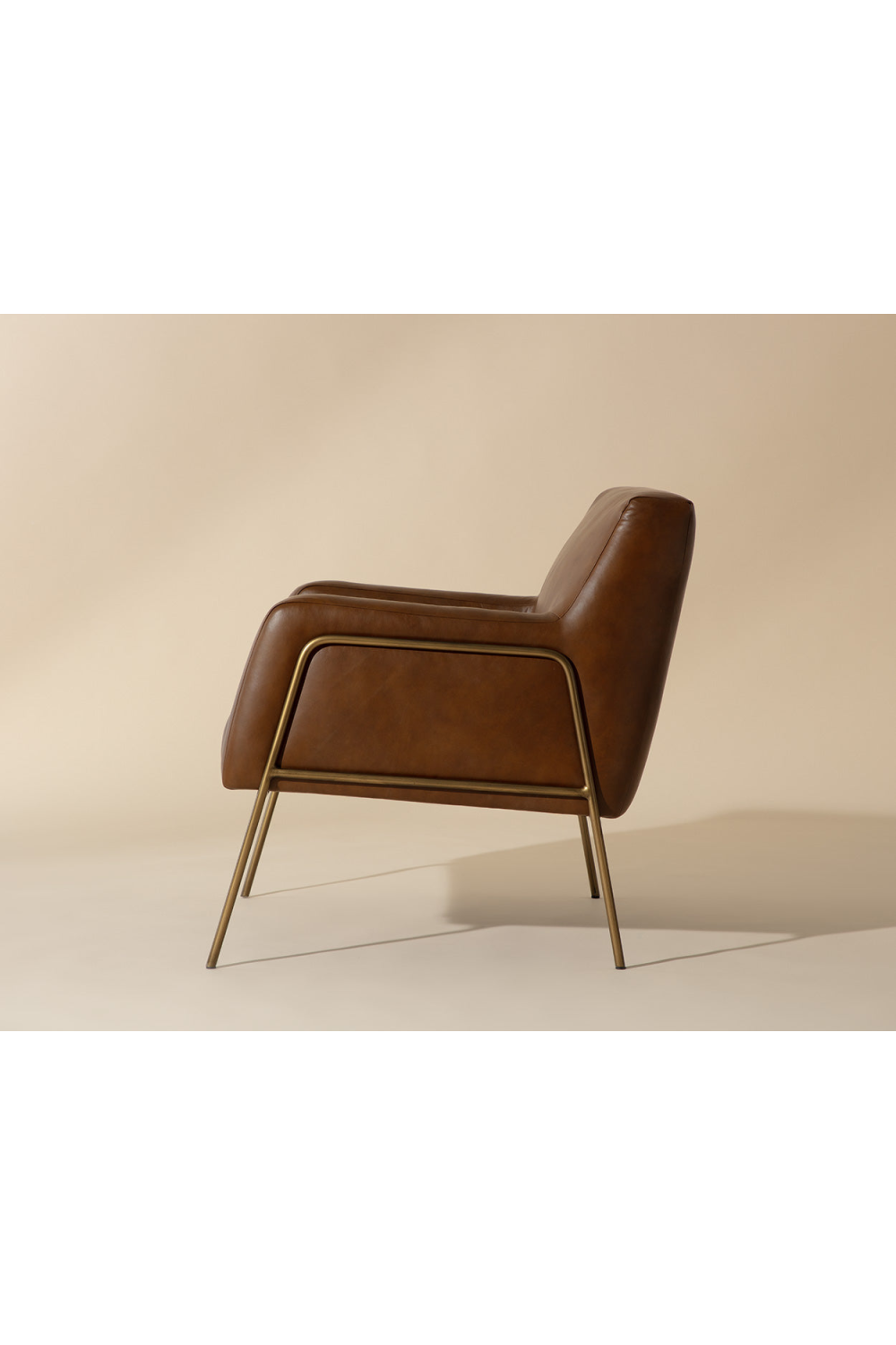 Vintage Brown Leather Lounge Chair by Splendido Cybil Accent Chair, alternate view 11