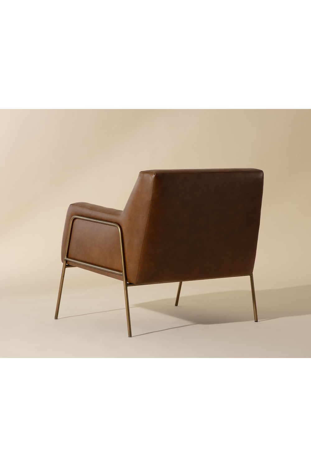 Vintage Brown Leather Lounge Chair by Splendido Cybil Accent Chair, alternate view 12