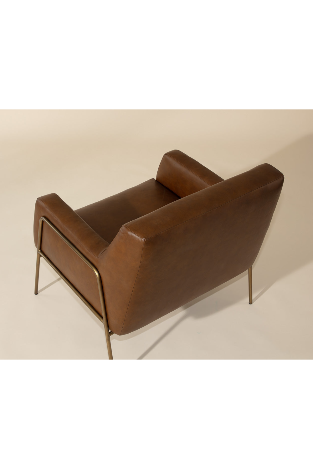 Vintage Brown Leather Lounge Chair by Splendido Cybil Accent Chair, alternate view 13