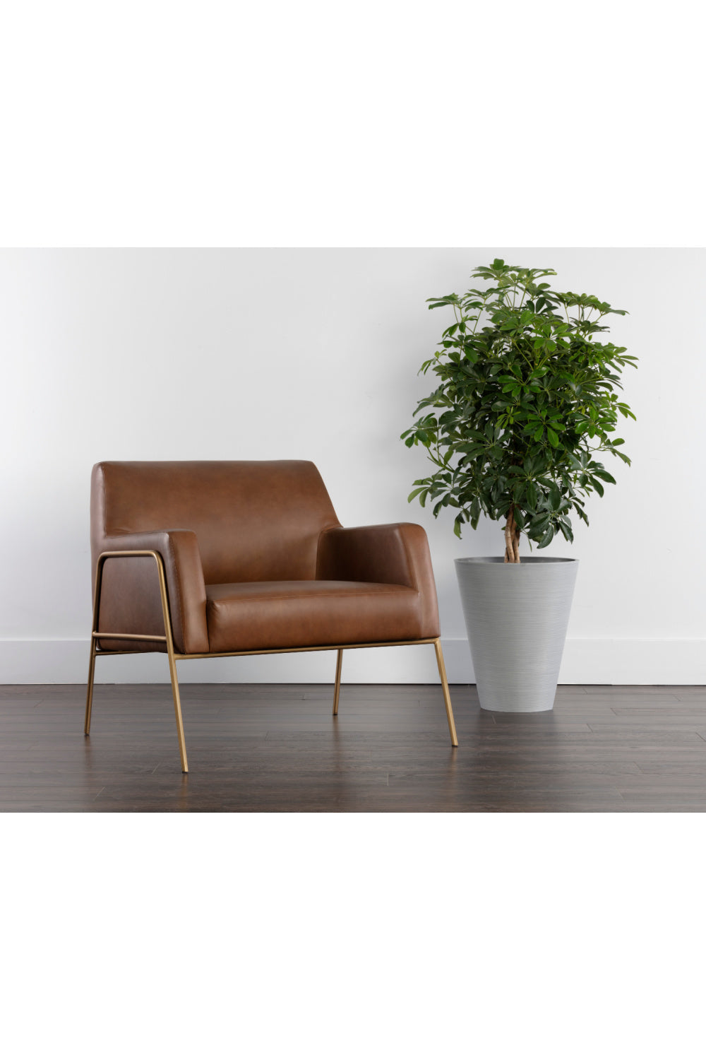 Vintage Brown Leather Lounge Chair by Splendido Cybil Accent Chair, alternate view 14