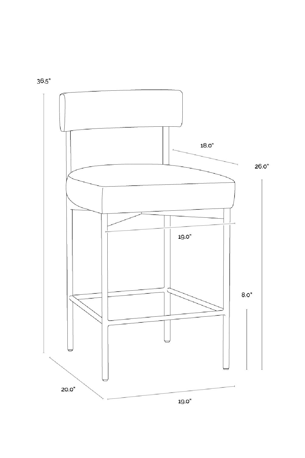 Low Back Fabric Counter Stool by Splendido Seneca, alternate view 9