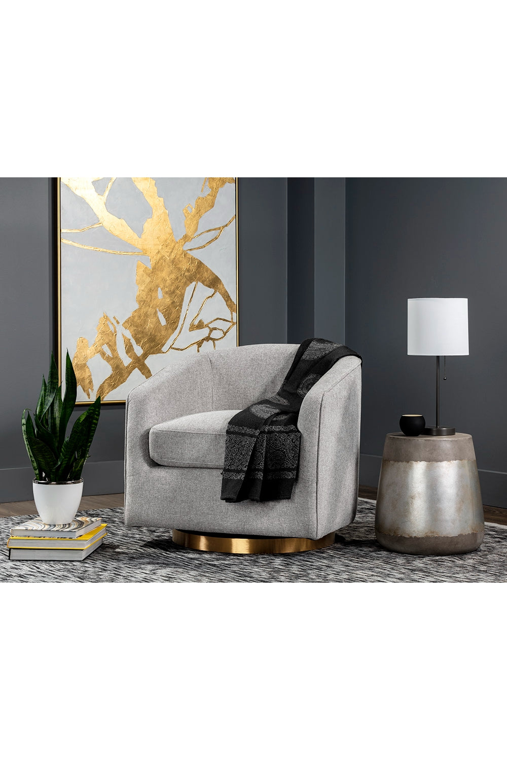 Curved Swivel Lounge Chair by Splendido Hazel Accent Chair, alternate view 13