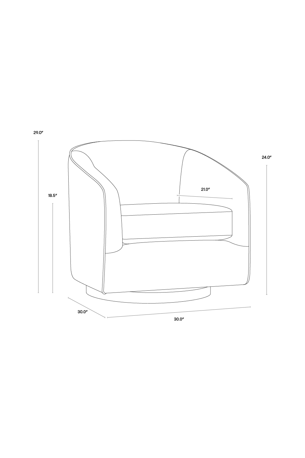 Curved Swivel Lounge Chair by Splendido Hazel Accent Chair, alternate view 9