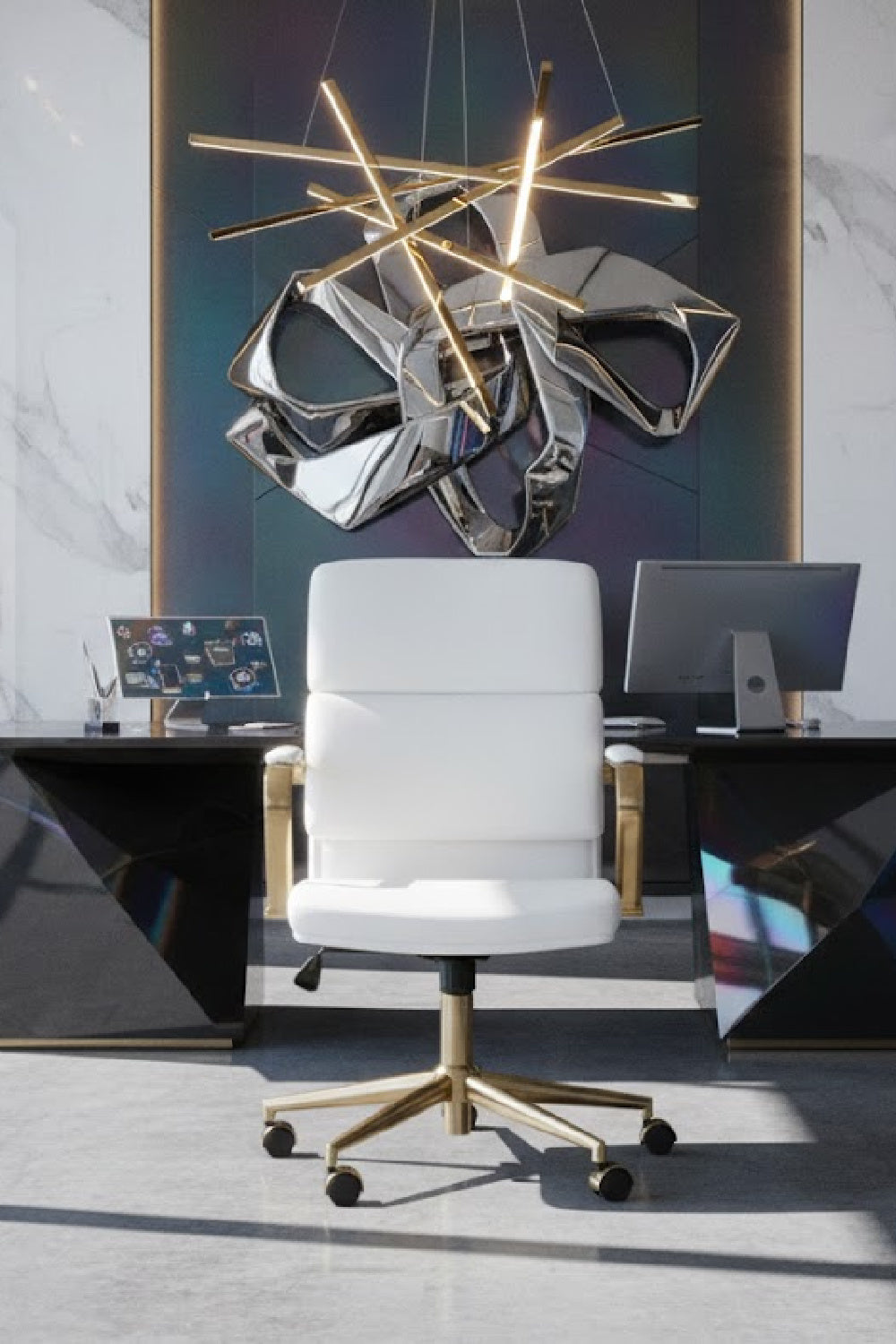 Gold Frame Upholstered Office Chair by Splendido Kleo, alternate view 2