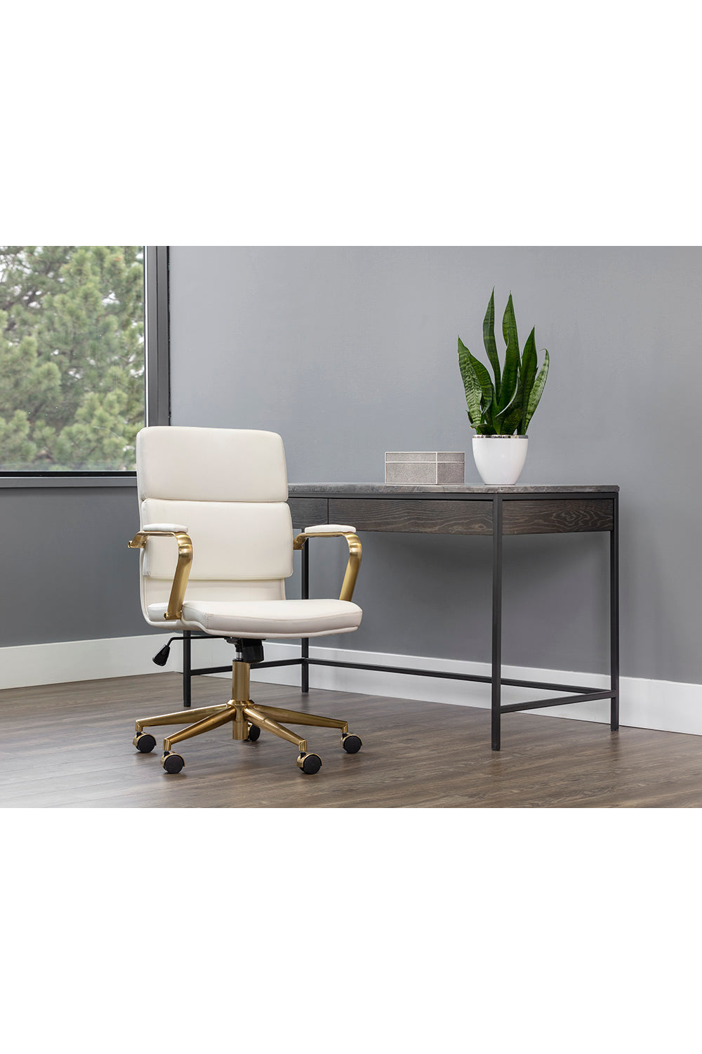 Gold Frame Upholstered Office Chair by Splendido Kleo, alternate view 9