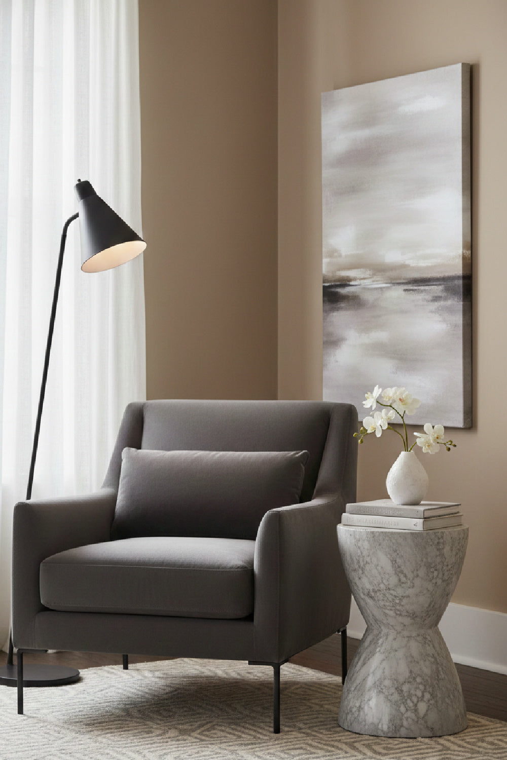 Gray Hourglass Indoor/Outdoor End Table by Splendido Cara Side Table, alternate view 6