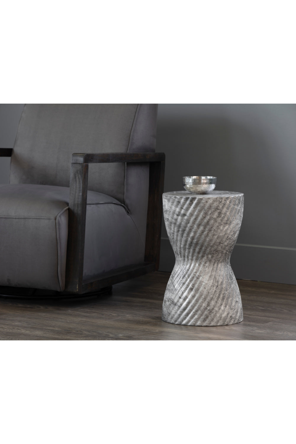 Gray Hourglass Indoor/Outdoor End Table by Splendido Cara Side Table, alternate view 5