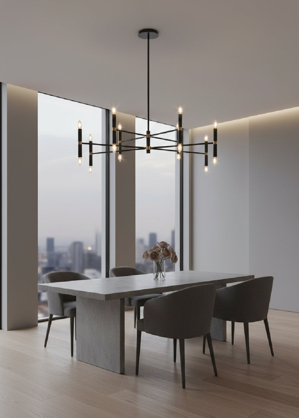 Black Tubes 16-Light Chandelier by Splendido Briggs, alternate view 2
