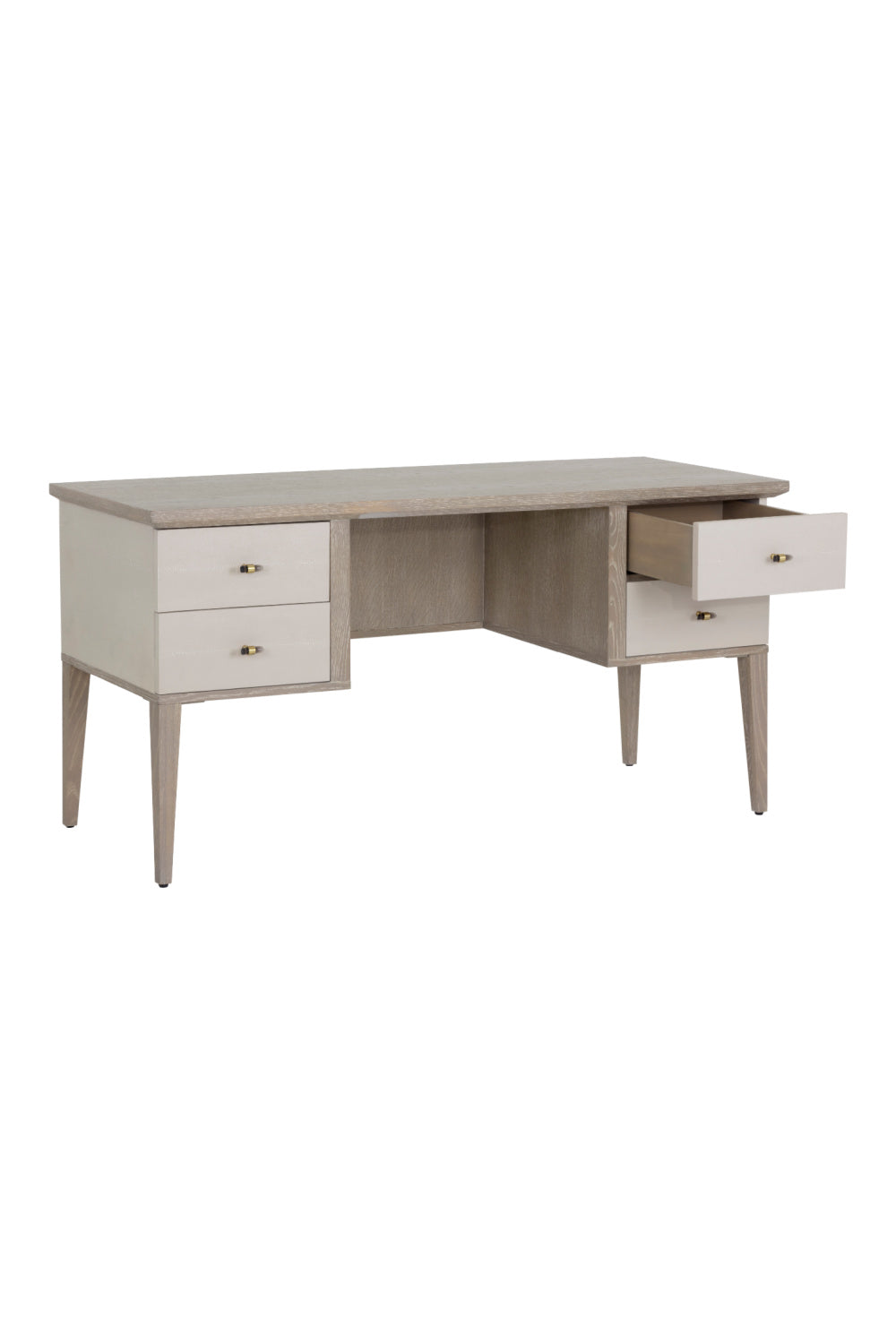 Cream Shagreen 4-Drawer Desk by Splendido Pattinson, alternate view 3