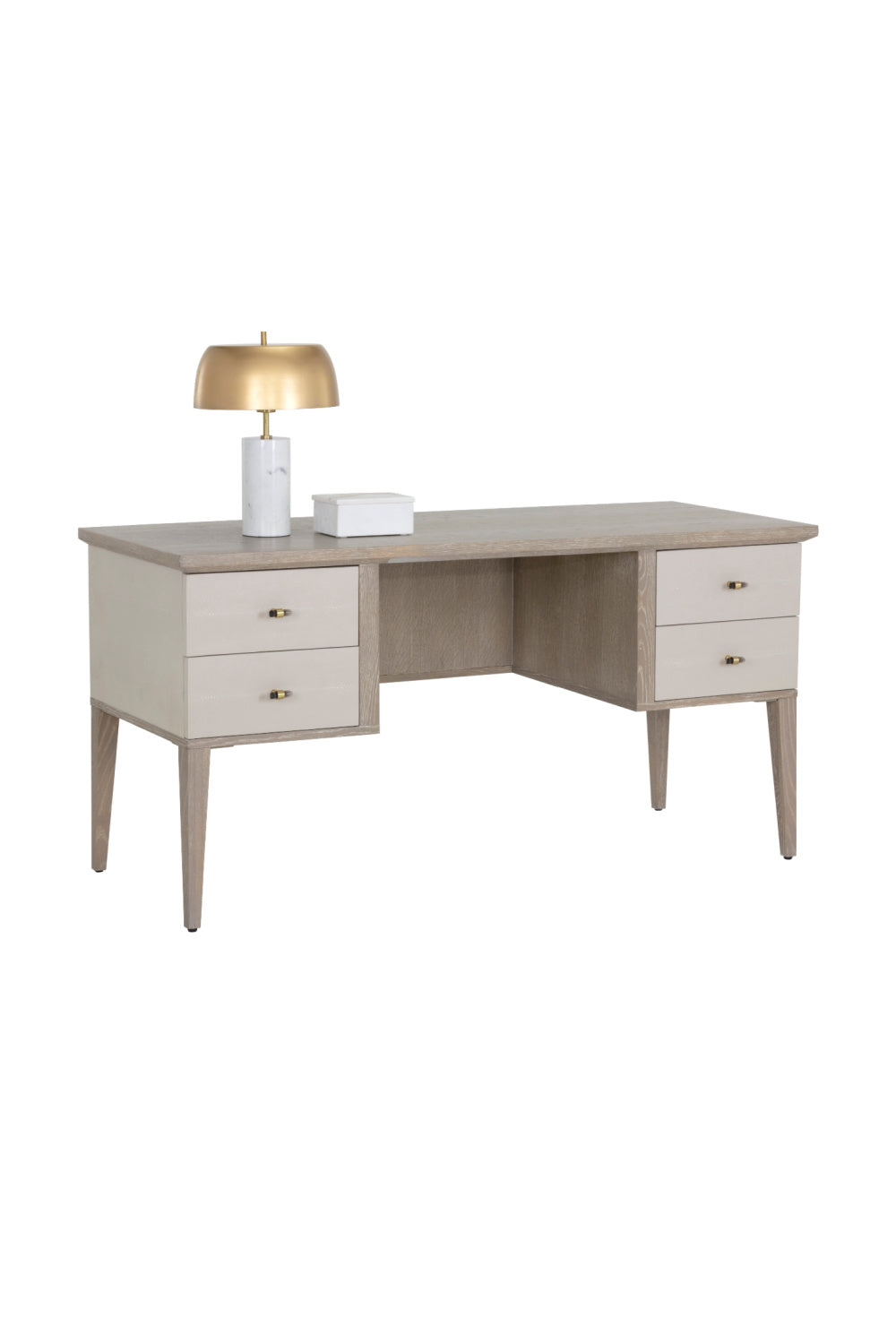 Modern European furniture - Cream Shagreen 4-Drawer Desk - www.oroa.com