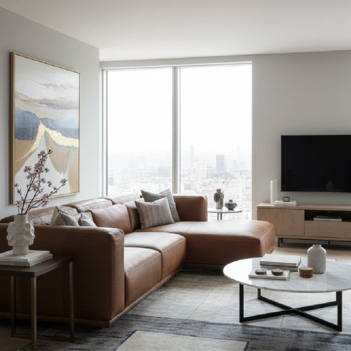 Brown Leather Chaise Sofa by Splendido Beau, alternate view 14