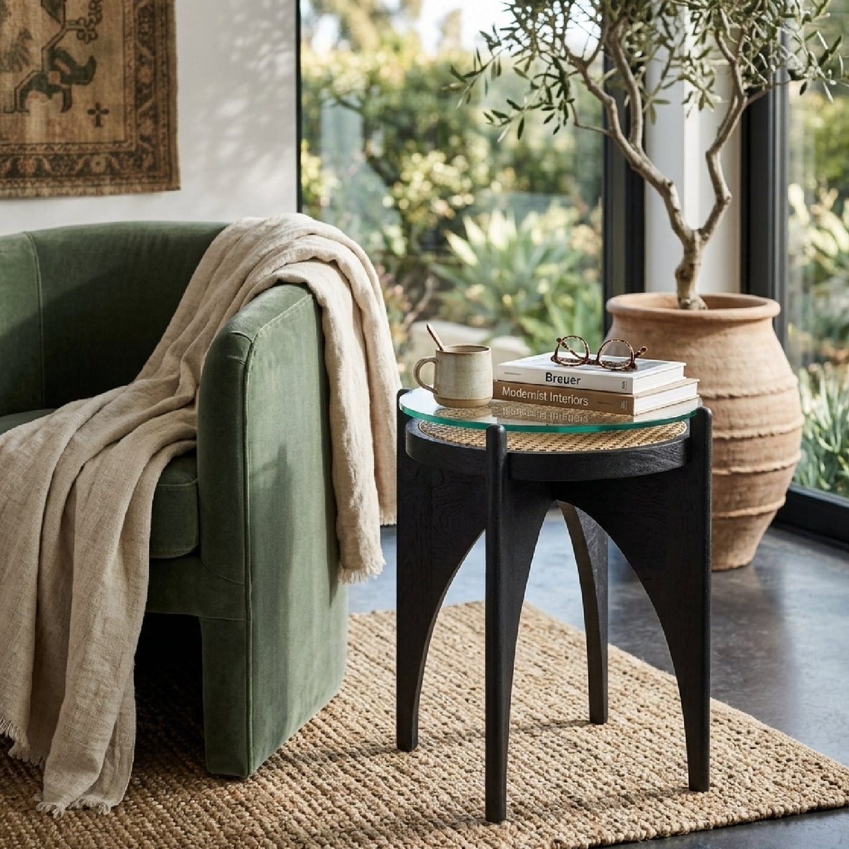 Black Wood Base End Table by Splendido Adora Side Table, alternate view 2