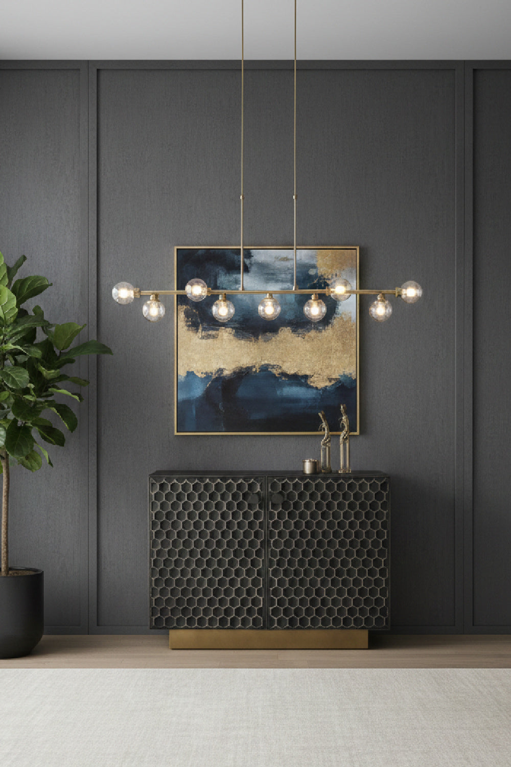 Black Iron Honeycomb Pattern Sideboard by Splendido Hive, alternate view 2