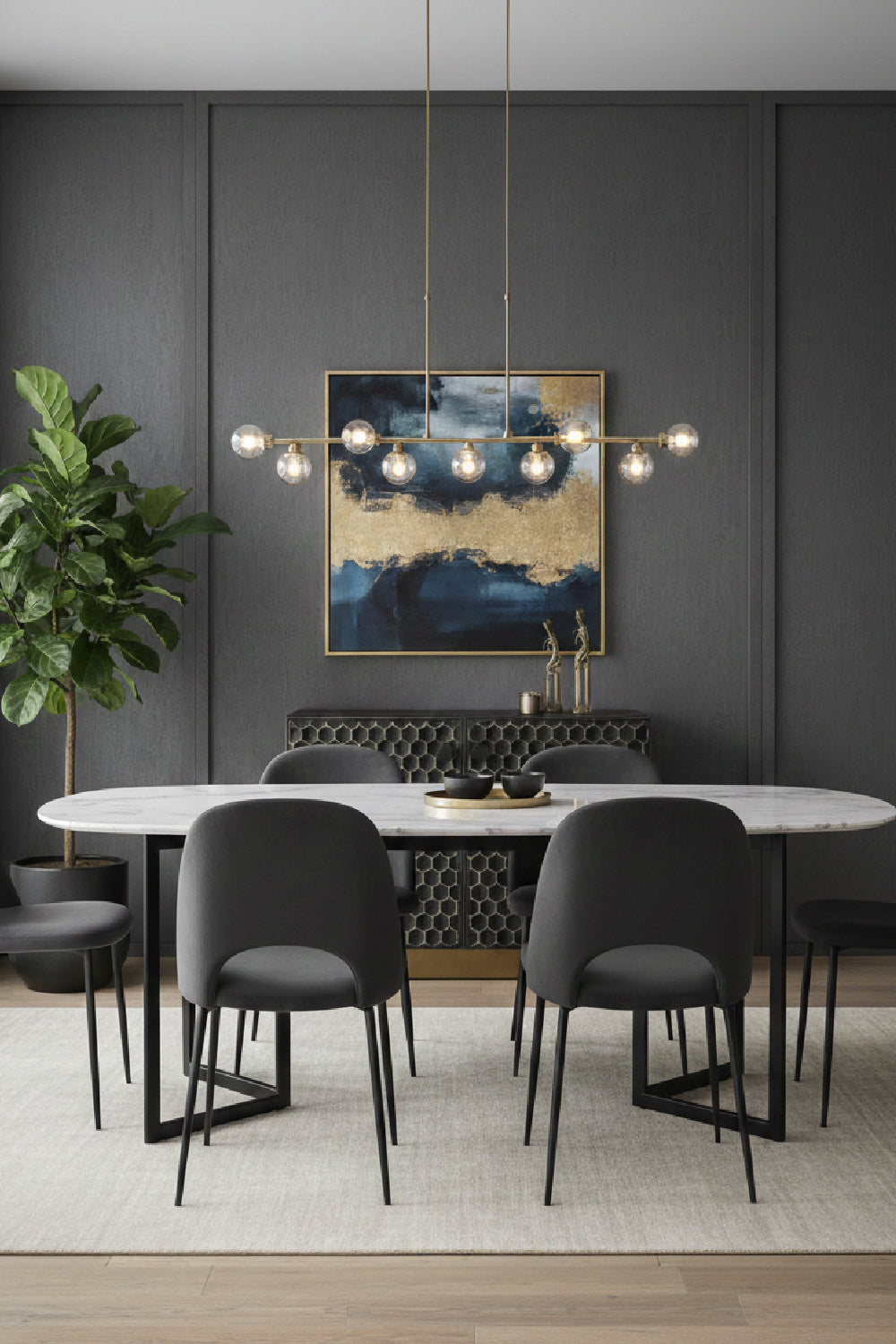 Black Iron Honeycomb Pattern Sideboard by Splendido Hive, alternate view 8
