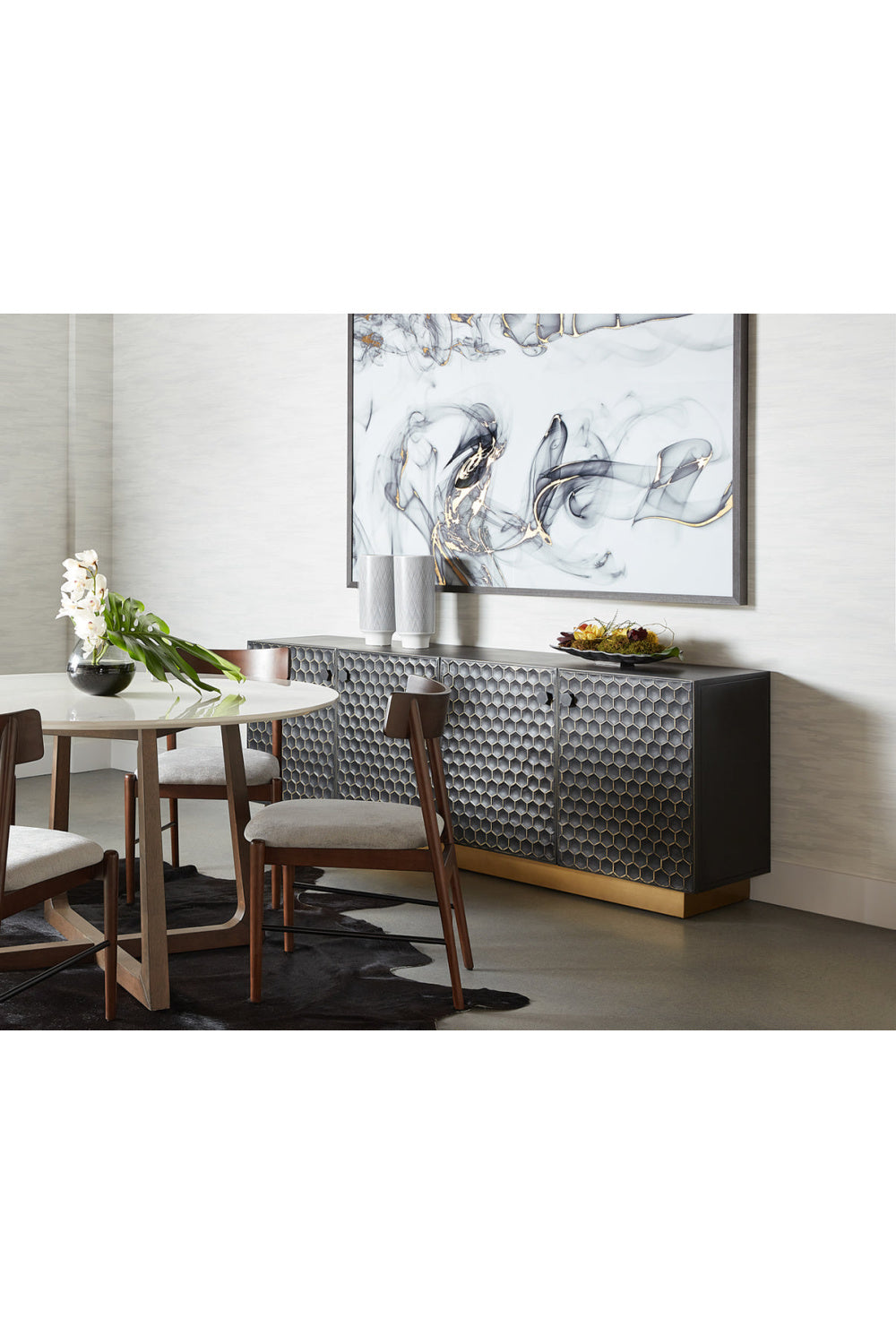 Black Iron Honeycomb Pattern Sideboard by Splendido Hive, alternate view 18